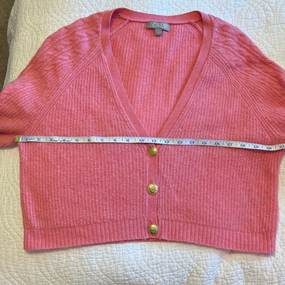 J Crew Supersoft Cropped Cable Knit Sweater Cardigan Tank Set Wool Pink Medium - Picture 10 of 16